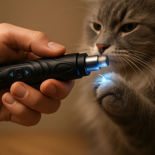 Lima eléctrica para gatos Picotto Care, luz LED iluminando la uña con calma